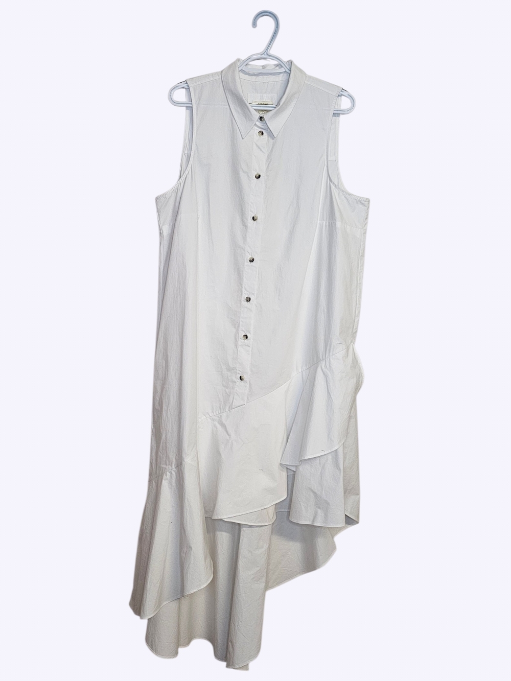 NWT Anthropologie Maeve White Asymmetrical Ruffle Shirt Dress XL - Picture 4 of 10
